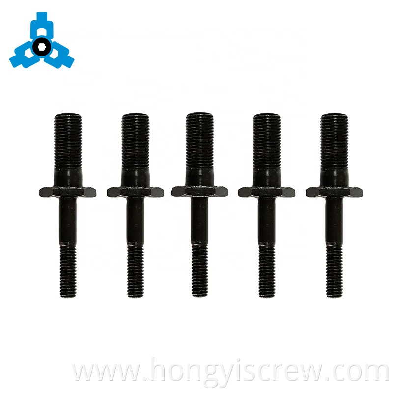 Black Double Threaded Bolt With Hex Spacer Carbon Steel OEM Stock Support